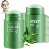 2 Pièces Green Tea Mask Stick,Masque Visage Thé Vert Nettoyant En Profondeur,Masque Stick Thé Vert Pour Anti-Points Noirs,Con