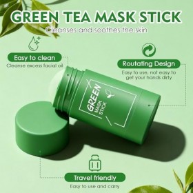 2 Pièces Green Tea Mask Stick,Masque Visage Thé Vert Nettoyant En Profondeur,Masque Stick Thé Vert Pour Anti-Points Noirs,Con