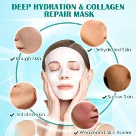1 Pièces Masque Collagene Visage,Collagen Profond Masque Visage,Masques Hydrogel de Nuit,Bio Collagen Real Deep Mask,Favorise...
