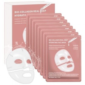 8PCS Bio-Collagen Real Deep Mask, Masque Collagene Visage Korean, Anti-rides et Lifting Bio Collagen Mask, Hydratation en Pro