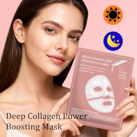 8PCS Bio-Collagen Real Deep Mask, Masque Collagene Visage Korean, Anti-rides et Lifting Bio Collagen Mask, Hydratation en Pro