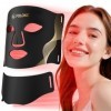 FOLOKE Masque LED de Luminothérapie Visage et Cou, LED à Lumière Rouge et Infrarouge, Masque Facial LED pour Soin du Visage à