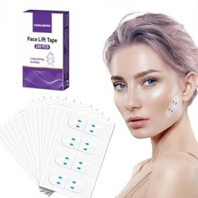 HAIOLORPRO 240 Pièces Face Lift Tape Lift, Face Taping Visage, Patchs De Levage De Invisibles, Patch Anti Rides pour Double M