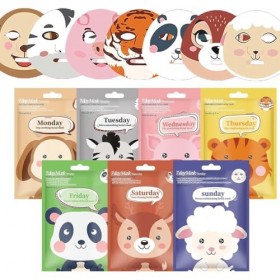 JAWUZ 7 Pièces Masque Tissu Visage,Masque Visage Enfant,Masque Hydratant Visage,Masque Visage Femme Avec Imprimé Animalier,Ma