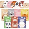 JAWUZ 7 Pièces Masque Tissu Visage,Masque Visage Enfant,Masque Hydratant Visage,Masque Visage Femme Avec Imprimé Animalier,Ma