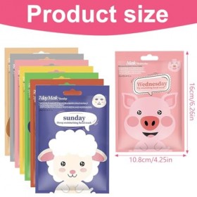 JAWUZ 7 Pièces Masque Tissu Visage,Masque Visage Enfant,Masque Hydratant Visage,Masque Visage Femme Avec Imprimé Animalier,Ma