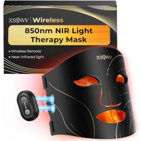 XSSNVV Masque LED Visage Sans Fil avec Refroidissement, 4 Modes Masque Luminothérapie Lumière Rouge & Infrarouge 850 nm, LED 