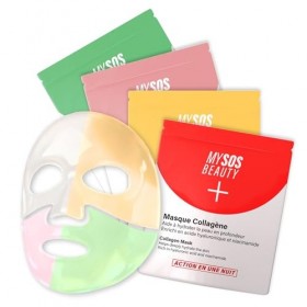 Pack de 4 Masques Collagène My SOS Beauty - Pack Découverte - 4 x 40g - Collagène, Bakuchiol, Centella Asiatica & Vitamine C 