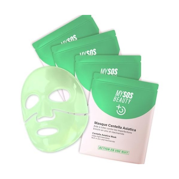 Pack de 4 Masques Collagène My SOS Beauty - Pack Découverte - 4 x 40g - Collagène, Bakuchiol, Centella Asiatica & Vitamine C 