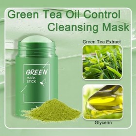 2 Pièces Masque Stick Purifiant au Thé Vert,Masque à l’Argile Verte,Nettoyage Profond + Contrôle du Sébum,Élimination des Poi