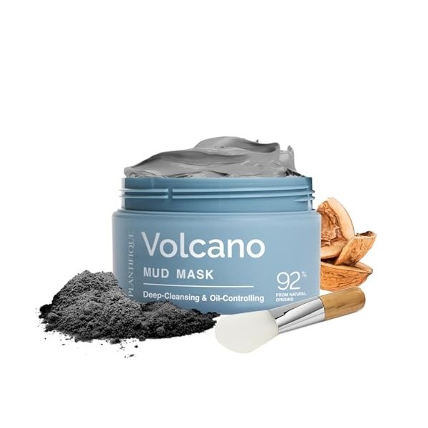 PLANTIFIQUE Masque à lArgile de Curcuma Coréen avec Vitamine C – Cible les Taches Sombres, Affine les Pores, Hydrate et Apai