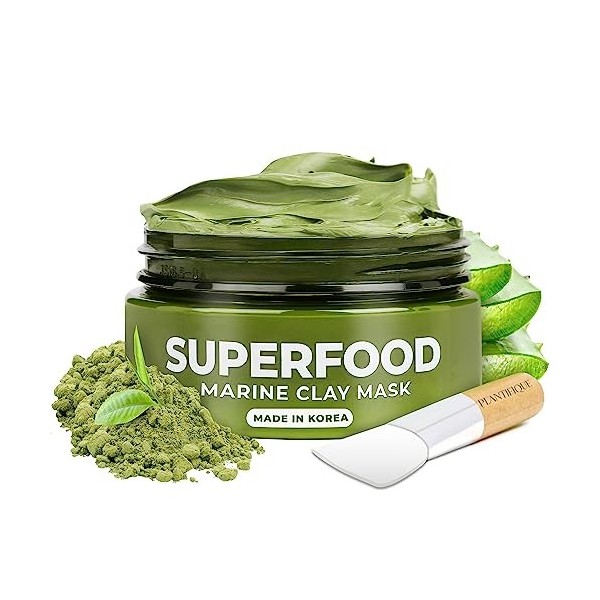 PLANTIFIQUE Masque à lArgile de Curcuma Coréen avec Vitamine C – Cible les Taches Sombres, Affine les Pores, Hydrate et Apai