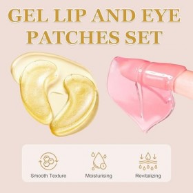 15 Paires Patch Yeux Collagène or 24k & 15 Pcs Masque pour Les Lèvres en Cristal, Masque pour Les Yeux Contre les Cernes Poch