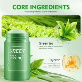 2 pièces Green Tea Mask Stick,Masque Visage Thé Vert Point Noir,Nettoyage en Profondeur,Réduit les Pores,Contrôle du Sébum,So...