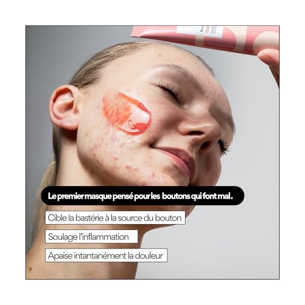 Skin & Out Clear OUT Masque SOS Boutons 60 ml – Masque Visage Anti‑Boutons Inflammés & Rougeurs, Cible Bactérie C.acnes, Apai