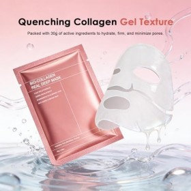 Masque au Collagène, 5 Pièces Soin Hydratant Ultra-Concentré Masque Hydratant Nuit Profond, Réduit les Rides et Resserre les ...