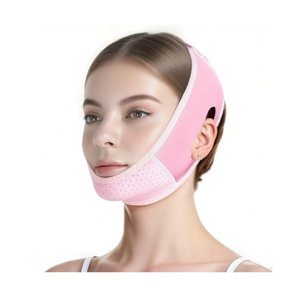 Kit de Bandes de Lifting, 80 Patchs Invisibles + 4 Élastiques,face lift tape lift visage, scotch visage lifting invisible, Cr...