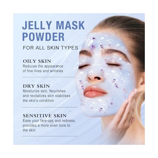 Masque en Poudre pour Soins du Visage, Hidratante y Nutritivo Masque en Gelée Peel-Off, Professionnelle Uso en Spa Jelly Face