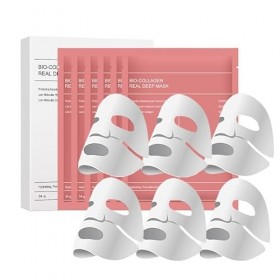 Masque Collagene Visage, 6 Pièces Bio Collagen Face Mask，hydratation en profondeur, réduit les rides, soin de la peau du visa