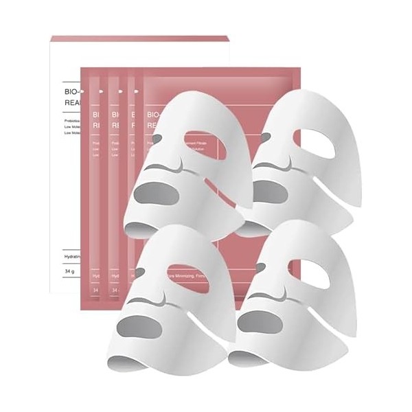 Masque Collagene Visage,Masque de collagène biologique, Bio Collagen Face Mask, masque Hydrogel apaisant, hydratant anti - âg