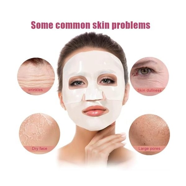Masque Collagene Visage,Masque de collagène biologique, Bio Collagen Face Mask, masque Hydrogel apaisant, hydratant anti - âg