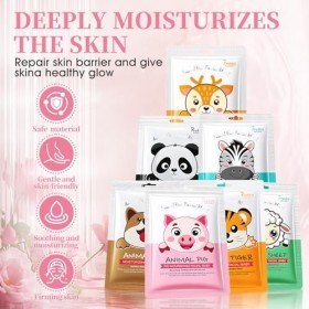 Masque Visage Enfant, Masque Tissu Visage, Masque Visage Femme avec Imprimé Animalier, Masque Hydratant Visage pour le Visage