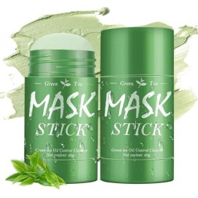 2 Pièces Masque Stick au Thé Vert,Masque Visage Purifiant à lArgile Verte, Nettoyage Profond, Élimination des Points Noirs, 