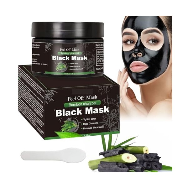 Masque Charbon Point Noir, Blackhead Remover Masque, Nettoyage en Profondeur pour Points Noirs, la saleté, lacné, Réduction 