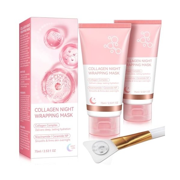 Masque Collagène, Masque Collagene Visage Korean Masque de nuit au collagène, Bio Mask Collagen Bio Collagen Real Deep Mask, ...
