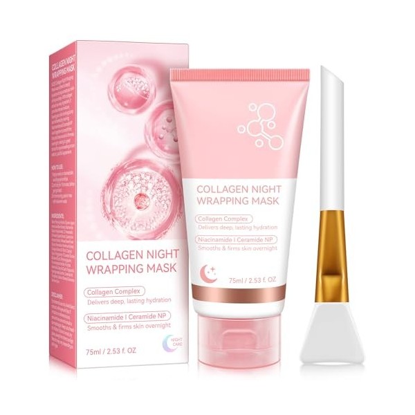 Masque Collagène, Masque Collagene Visage Korean Masque de nuit au collagène, Bio Mask Collagen Bio Collagen Real Deep Mask, ...