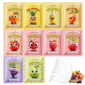 10 Masques en Feuille, Soin Coréen pour le Visage avec Ingrédients Naturels,Masque Visage Hydratant aux Extraits de Fruits et...