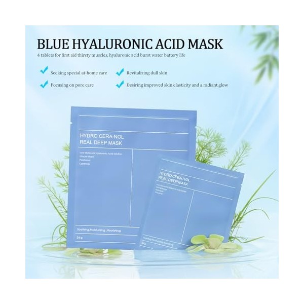 4PCS Real Deep Maske, Hydro Cera-nol Real Deep Mask, Soin Hydratant Apaisant pour Peaux Sèches et Sensibles – Masque de Nuit ...