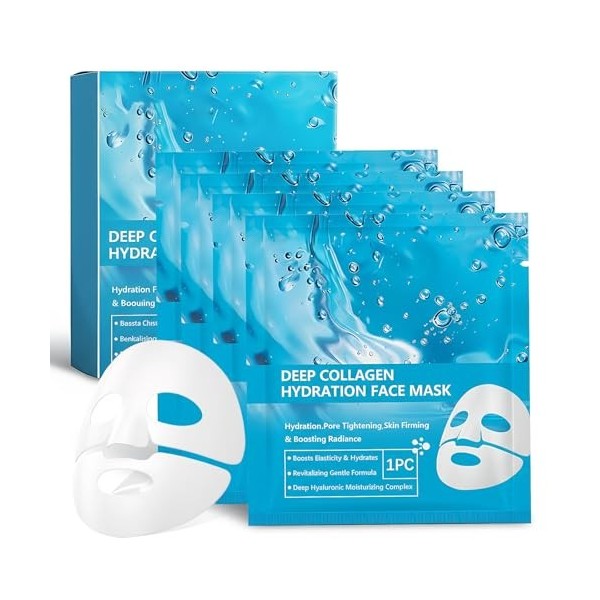 4PCS Real Deep Maske, Hydro Cera-nol Real Deep Mask, Soin Hydratant Apaisant pour Peaux Sèches et Sensibles – Masque de Nuit ...