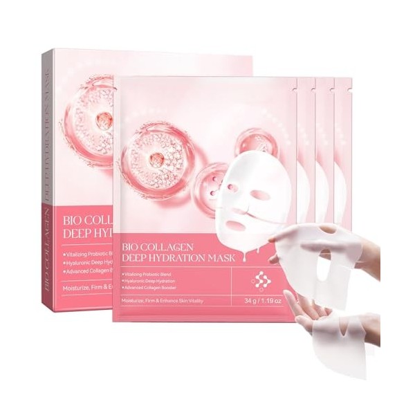 4PCS Real Deep Maske, Hydro Cera-nol Real Deep Mask, Soin Hydratant Apaisant pour Peaux Sèches et Sensibles – Masque de Nuit ...