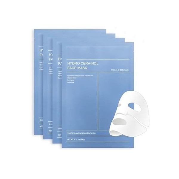 4PCS Real Deep Maske, Hydro Cera-nol Real Deep Mask, Soin Hydratant Apaisant pour Peaux Sèches et Sensibles – Masque de Nuit ...