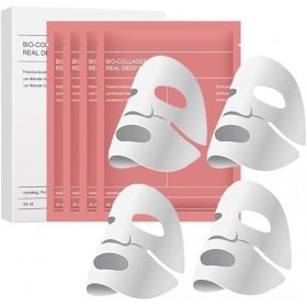 Masque Collagene Visage, 4 Pièces Bio Collagen Face Mask，hydratation en profondeur, réduit les rides, soin de la peau du visa