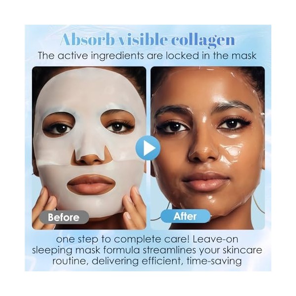 5 Pièces Masques Visage au Collagène,Masque Hydratant Visage Apaisants Soin de la Peau,Mask visage Hydratant pour Hommes et f