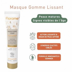 Florame Masque Gomme Lissant Lys Perfection 65 ml – Acides de Fleurs & Lys Blanc Bio – Peau Plus Lisse et Lumineuse – Visage 