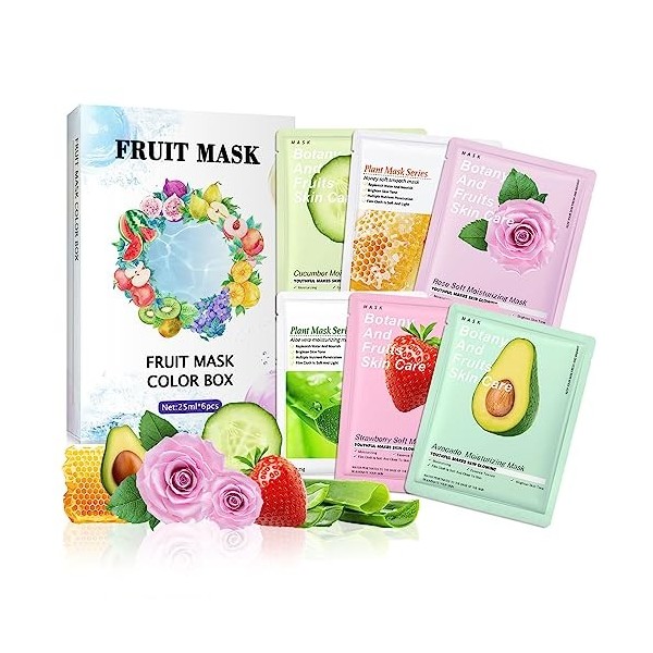 Masque Collagène Visage, 5 Pièces Bio Collagen Real Deep Mask avec Patchs Spécialisés Sillon Nasogénien, Masque de Nuit Hydra...