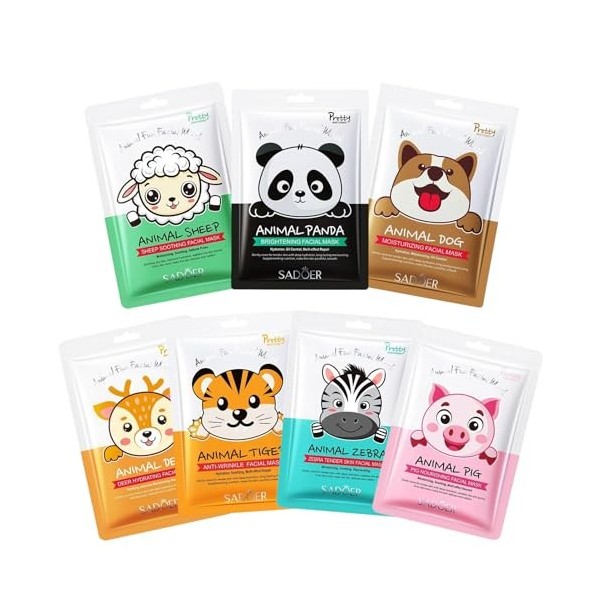 18 Masques en Feuille, Masque visage hydratant aux extraits de fruits et de plantes, Soin Coréen pour le Visage avec Ingrédie...