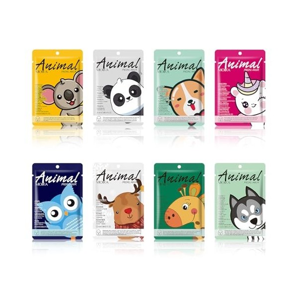 18 Masques en Feuille, Masque visage hydratant aux extraits de fruits et de plantes, Soin Coréen pour le Visage avec Ingrédie...