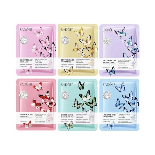 18 Masques en Feuille, Masque visage hydratant aux extraits de fruits et de plantes, Soin Coréen pour le Visage avec Ingrédie...