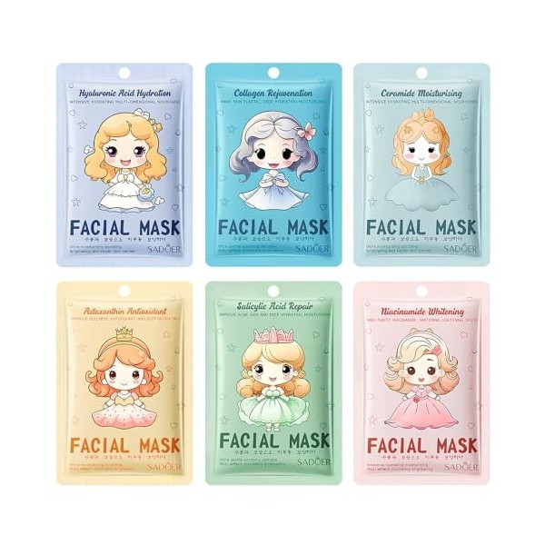 18 Masques en Feuille, Masque visage hydratant aux extraits de fruits et de plantes, Soin Coréen pour le Visage avec Ingrédie...