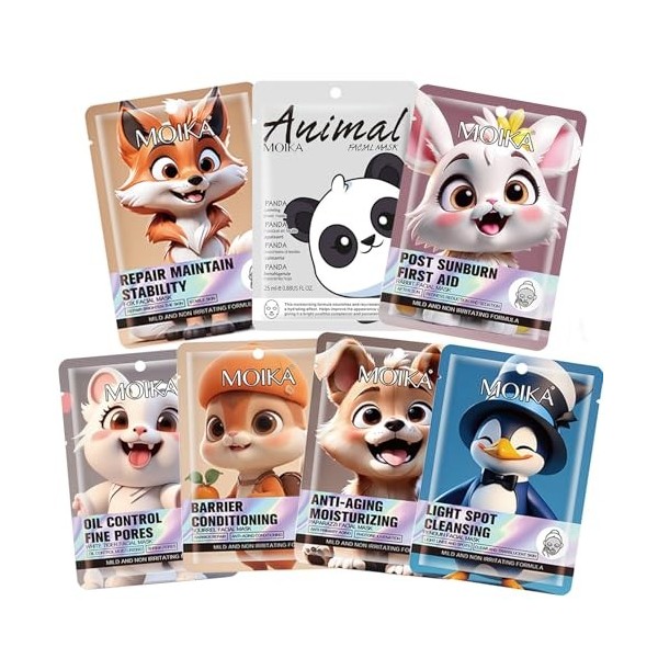 18 Masques en Feuille, Masque visage hydratant aux extraits de fruits et de plantes, Soin Coréen pour le Visage avec Ingrédie...