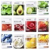 18 Masques en Feuille, Masque visage hydratant aux extraits de fruits et de plantes, Soin Coréen pour le Visage avec Ingrédie...