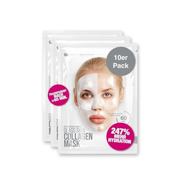 Lot de 10 masques en verre au collagène blanc