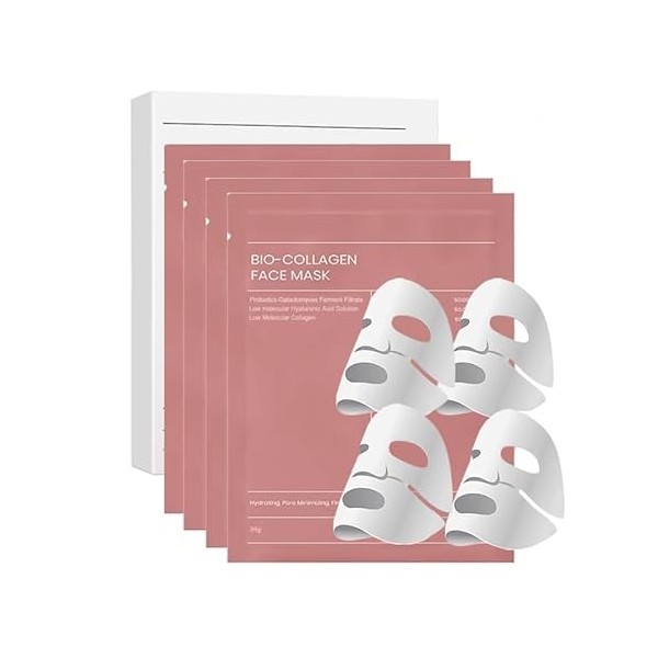 Masque Collagene Visage,Masque collagène Bio, véritable masque de collagène profond, hydratation en profondeur, réduit les r