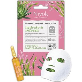 Niyok Masque tissu hydratant – Effet fraîcheur immédiat avec acide hyaluronique & aloe vera Hydrate & Refresh | Masque visage...