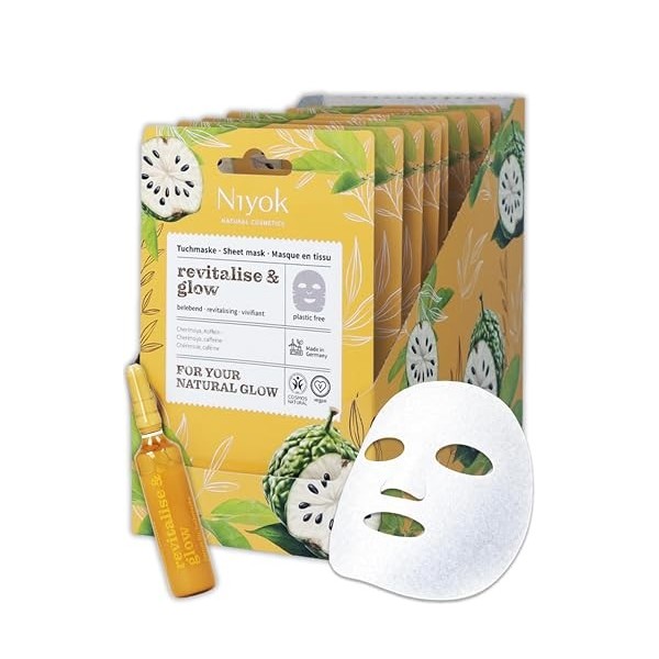 Niyok Masque tissu hydratant – Effet fraîcheur immédiat avec acide hyaluronique & aloe vera Hydrate & Refresh | Masque visage...