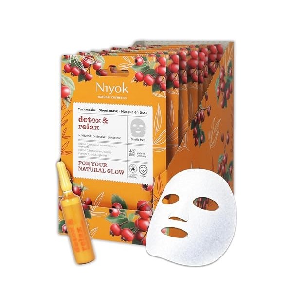 Niyok Masque tissu hydratant – Effet fraîcheur immédiat avec acide hyaluronique & aloe vera Hydrate & Refresh | Masque visage...